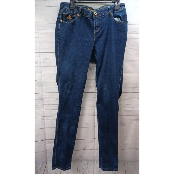 DEREON Jeans Stretch Denim Blue Beaded Sz 11/12 Waist 34" - Picture 1 of 10